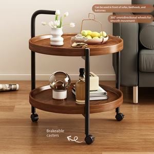<span class=keywords><strong>Table</strong></span> d'appoint roulante à 2 niveaux, <span class=keywords><strong>table</strong></span> d'appoint ronde mobile avec <span class=keywords><strong>roulettes</strong></span>, chariot de service pour salon, chambre à coucher - Product Image 1