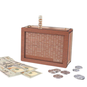 Hucha de madera personalizada con diseño de dólar, euro y libra, caja de ahorro portátil con logotipo personalizado, regalos novedosos, decoración del hogar - Product Image 3