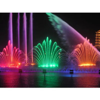 fontaine musicale en forme d'éventail à queue de paon en plein air à grande échelle RVB LED DMX512 Programmable danse spectacle aquatique paysage