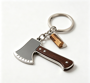 Porte-clés en métal en forme d'axe, alliage de zinc, émail, pendentif avec manche en bois, cadeau souvenir - Product Image 2