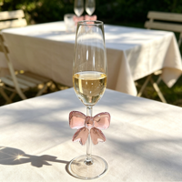 Nouvelles flûtes à champagne en verre transparent avec un design unique et un joli nœud, pour bar, mariage