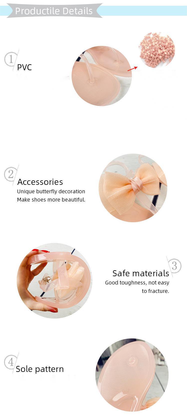 Summer Ladies Crystal Jelly Shoes PVC Flat Sandals Butterfly Brick Casual Outdoor Jelly Sandals