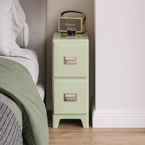 Creamy Green <b>Bedside</b> Table 2 Drawer Plastic Nightstand For Bedroom <b>Storage</b> Cabinet - Product Image 1