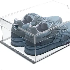 Espositore per scarpe grandi in acrilico trasparente personalizzato all'ingrosso della fabbrica con coperchio trasparente per la raccolta