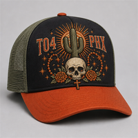 Casquette Trucker Vintage à 5 Panneaux avec Impression High Crown, Visière en Mousse et Dos en Maille, Style West Coast Chicano Streetwear Urbain, Vente en Gros