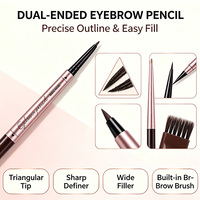 Crayon à sourcils double face waterproof 2-en-1 effet microblading 3D pour maquillage cosmétique, marque distributeur