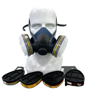 2023 Pengiriman Cepat Masker Gas Gb2890 Filter Pabrik Langsung Respirator Masker Gas Setengah Wajah Kimia Keselamatan dengan Dua Filter Bulat