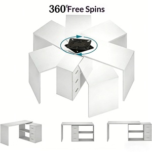 Escritorio de Computadora Moderno de Madera Blanca, Escritorio de Oficina en Forma de L Reversible con Estantes de Almacenamiento, Muebles para Oficina en <span class=keywords><strong>Casa</strong></span> - Product Image 3