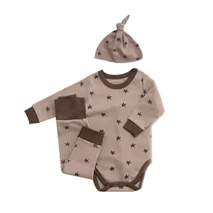 Conjunto de ropa de bebé de alta calidad de algodón para niños pequeños, 2 uds., conjunto de pantalones, soporte personalizado, mameluco, sombrero, traje de bebé, ropa de bebé