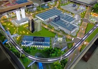 Modèle de table de sable pour la planification de parcs industriels avec éclairage LED pour projets de construction