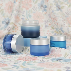 Skincare Cream Container 1oz 50ml 100ml Blue Green Luxury Hair Mask Body Butter <b>Scrub</b> Bath Salt Glass Face Cream Cosmetic Jar - Product Image 2