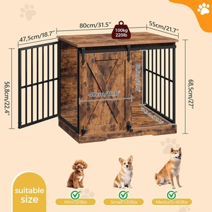 Landhaus-Holz-Hundekäfig als Möbelstück mit Schiebetür im Scheunenstil, Doppeltüren, Kaubeständig für Kleine und Mittelgroße Hunde - Product Image 3