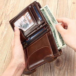 <b>Men's</b> <b>Tri</b> <b>Fold</b> <b>Wallet</b> Short Genuine Leather Anti Theft Multiple Card Slots Everyday Use - Product Image 2