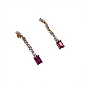 Boucles d'oreilles pendantes de luxe en argent sterling 925 plaqué or 18 carats avec halo en goutte d'eau et pierres précieuses naturelles pour mariage ou cadeau de fête - Product Image 2
