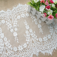 Erkoumi terbaru 3 meter ramah lingkungan Mesh 32cm lebar lembut Chantilly putih hitam renda Trim kain untuk wanita gaun tari