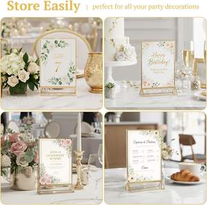 Support de numéro de table en acrylique avec bordure dorée, transparent, double face, pour mariage, restaurant, café et événements - Product Image 6