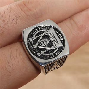 Yunnique Freemason <b>Ring</b> Men's Silver Shield Shape Geometric Design Gift Jewelry Made in Dongguan 21005 - Product Image 4