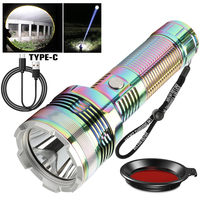 Lampe torche tactique laser LEP haute puissance la plus récente 20W Blanc IP68 Alliage d'aluminium Camping Extérieur Rechargeable Lampe torche LEP