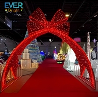 Grandes arches lumineuses LED 3D de Noël en PVC, étanches IP65, avec nœuds rouges, pour aménagement paysager commercial, Nouvel An et hiver