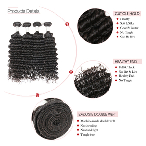 Nhà Máy Giá 100% Cao Cấp Tự Nhiên Màu Đen Brazil Trinh <span class=keywords><strong>Remy</strong></span> Tóc Bó Sâu Sóng Máy Đôi Sợi Ngang Tất Cả Các Màu Sắc Cho Phụ Nữ - Product Image 6