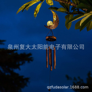 <b>Solar</b> Moon Wind Chime Led <b>Light</b> <b>Hanging</b> Outdoor Garden Decor Water Resistant Rechargeable With <b>Solar</b> Panel - Product Image 4