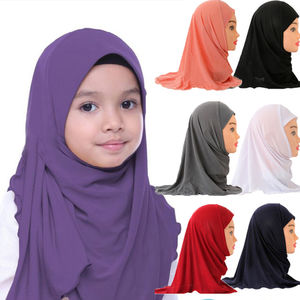 Hijab islamique pour filles musulmanes, foulards, châles, sans décoration, matière douce et extensible pour filles de 2 à 7 ans, vente en gros 50 cm - Product Image 1