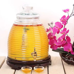 Pot Mason en verre de grande capacité Distributeur de fruits et de boissons Pot de miel avec <span class=keywords><strong>robinet</strong></span> Prix de gros Distributeur de miel Pot en verre - Product Image 2