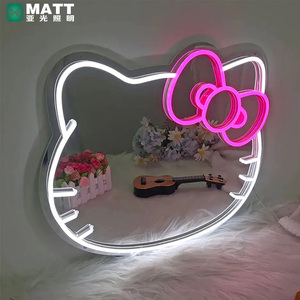 LEDパネル　ネオン　キティちゃん　ハローキティ　ライト　LED　照明　ミラー Amazon.co.jp: アニメ ハローキット ミラー ネオンサイン 調光