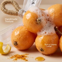 Savon artisanal au curcuma, citron et miel sur corde – Nettoyant corporel naturel éclaircissant et hydratant à la vitamine C pour une peau éclatante