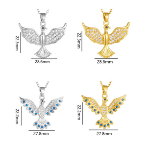 Xu hướng mới Micro dát Zircon sunbird <span class=keywords><strong>EAGLE</strong></span> Mặt dây chuyền vòng cổ thép không gỉ Chuỗi vòng cổ động vật trang sức - Product Image 5