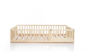 Cama de Piso para Niños Pequeños con Barandillas, Estructura de Cama de Piso para Niños, Casa Infantil con Listones, Cama de Piso Montessori Hecha a Mano y Natural - Product Image 4
