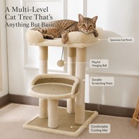 Arbre à chat en sisal à 2 niveaux pour intérieur, avec poteaux à gratter, perchoir en peluche, condo et centre d'activités interactif