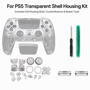 Ersatzgehäuse für <span class=keywords><strong>PS5</strong></span>-Controller Transparente Frontplatte mit Komplettem Tastenset Kristallkappen Reparatur-Kit - Product Image 1