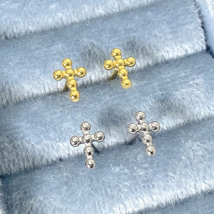 Simple Design Waterproof 18K Gold Plated <b>Cross</b> Stud <b>Earrings</b> for Women - Product Image 5