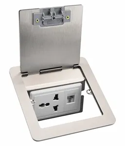 Aluminium socket silver universal plug + Internet port hot selling open type floor socket waterproof low price best quality