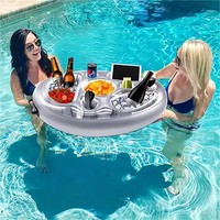 Plateau de porte-boissons gonflable en PVC extérieur antidérapant pour piscine portable avec collations pour piscine ou fête à la plage