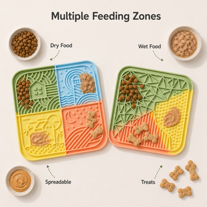 Silicone Slow <b>Feeder</b> Mat Multi Zone Pet Licking Pad Anti Choking Dog <b>Cat</b> Feeding Tray Indoor Use - Product Image 4