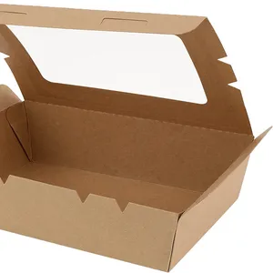 New Design of doughnut packaging box kraft paper box container with transparent window fast food box