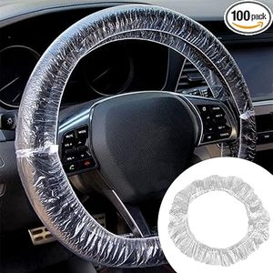 100 Fundas Universales Desechables de Plástico Transparente para Volante, Elásticas y Fáciles de Instalar, para Coche/Camión/Autobús, Uso en Todas las Estaciones - Product Image 3