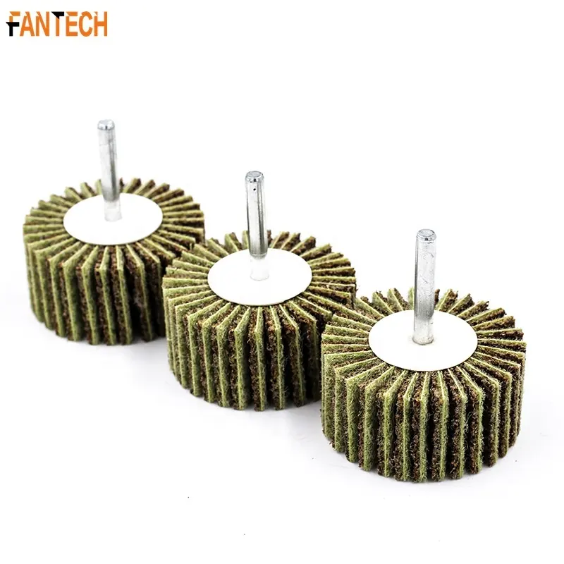 Fantech Flap Wheels Surface Conditioning Brown Color Grind Polishing 6 mm Shaft Mounted Flap Wheel For Stainless Steel