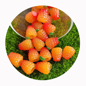 Thực tế Nhựa Mâm xôi cabochons phẳng đáy Berry trái cây xe taxi Nhà búp bê vàng mâm xôi - Product Image 1