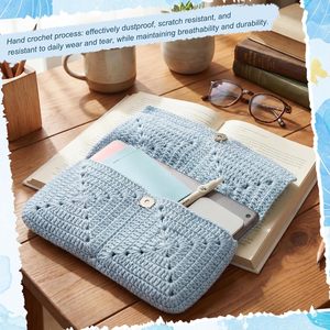 Funda Protectora para Libros <span class=keywords><strong>de</strong></span> Ganchillo Azul con Cierre Magnético, Bolsa Lavable para <span class=keywords><strong>Biblia</strong></span>, Regalo Cristiano para Mujeres Amantes <span class=keywords><strong>de</strong></span> <span class=keywords><strong>la</strong></span> Lectura - Product Image 4