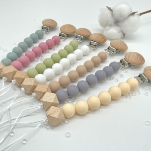 Nouvelle conception de chaîne de maintien pour sucette bébé avec clips, perles en silicone de qualité alimentaire, chaîne de maintien pour sucette avec clip - Product Image 5