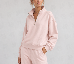 Sudadera extragrande con media cremallera y logo bordado en el pecho para mujer, venta al por mayor, personalizada con etiqueta privada - Product Image 4
