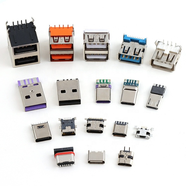 2P 4P 5P 6P 12P 16P 24P Vertical Right Angle Smt Dip Male Female Usb 2.0 3.0 Pin de carga USB A Type C Micro Usb Connector