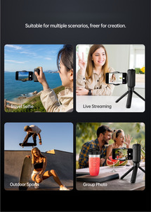 Poignée de stabilisation portable pour téléphone avec télécommande Bluetooth, stabilisateur de caméra sans fil pour selfie avec lumière d'appoint pour téléphones - Product Image 3