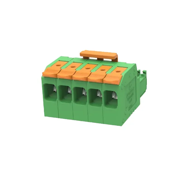 Cage Green Cage kuningan dapat disesuaikan konektor jarum lurus PCB 2P/3P/4P/5P/6P/7P/8P Pitch 15A 300V blok Terminal