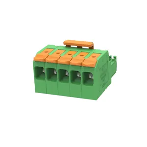 5EDGKDL-7.62mm Jaula de latón verde Conector de aguja recta personalizable PCB 2P/3P/4P/5P/6P/7P/8P Paso 15A 300V Bloques de terminales