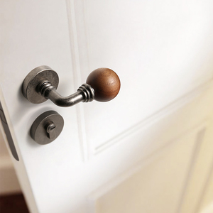 Poignée de porte en bois de noyer vintage BAGB, style industriel rétro argenté, silencieuse, magnétique, pour chambre à coucher, salle de bain, quincaillerie de porte - Product Image 6