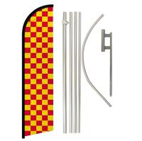 Drapeau Swooper de bannière de course à carreaux noir et blanc de taille personnalisée pour les fournitures de fête d'anniversaire de voiture de course